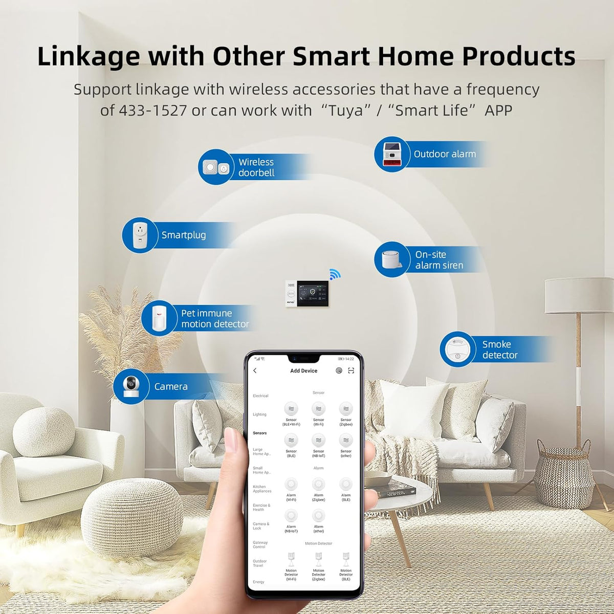 XNY 12-delige kit volledig touchscreen draadloos Smart Home Alarmsysteem, DIY 4G en WiFi inbraakalarmsysteem voor thuisbeveiliging met APP Alert, Bewegingsmelder, Deurraamsensor, Afstandsbediening