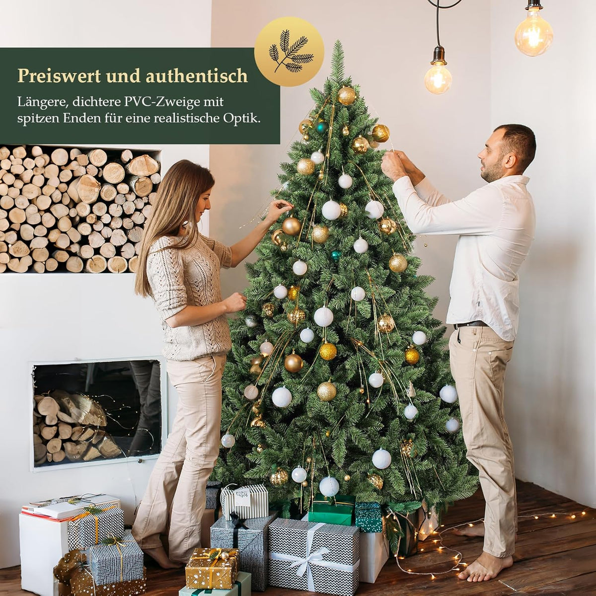 SALCAR Kunstkerstboom, 180 cm, natuurgetrouwe dennenboom met 730 takpunten, groene Nordmann-spar met klapsysteem, ca. 126 cm extra grote boomdiameter