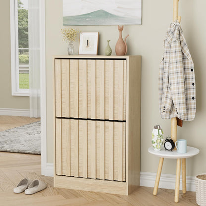 Schoenenkast – Schoenenrek – Opbergkast – Schoenentilt – Halmeubel – Verstelbare Verwijderbare Plank – Natuurlijke Houtlook 50x24x86,5 cm