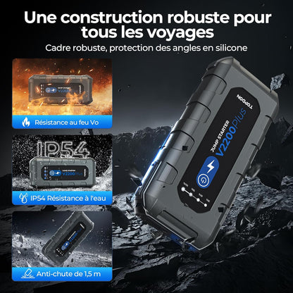 2-in-1 Auto Starthulp – Jumpstarter – Startbooster – Accutester – Powerbank – 2200A Piekstroom – Geschikt voor 12V Voertuigen tot 8L Benzine/6L Diesel