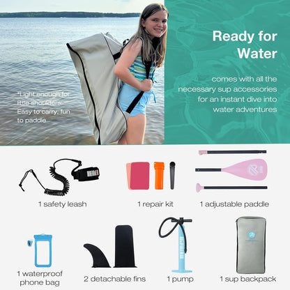Niphean (Ultralicht) opblaasbaar paddleboard met (Beginner-vriendelijk) stabilTrac vin en duurzame SUP-accessoires, 10 'stand-up paddleboards voor volwassenen en jongeren, veelzijdig yoga-paddleboard