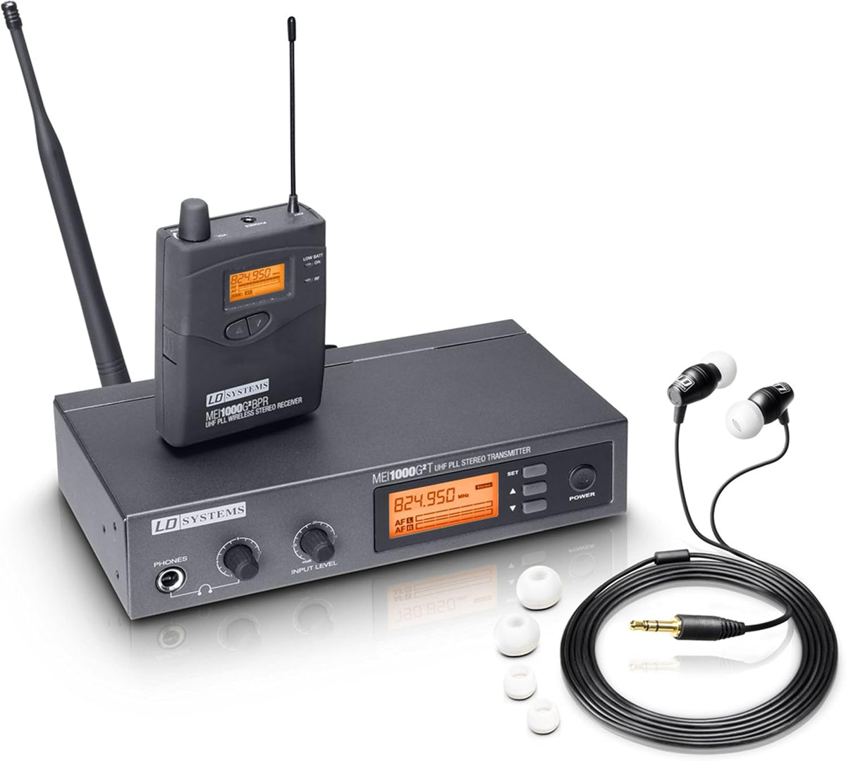 Draadloos in-ear monitorsysteem – In-Ear Monitor – In-Ear Monitorset – Monitoringsysteem – Podiummonitor – UHF 823-832/863-865 MHz – 96 UHF-kanalen
