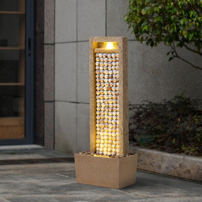 Teamson Home Tuin Buitenfontein Hoge Watervalfontein met Warme LED-verlichting Gelaagd Rotsontwerp Schelpen
