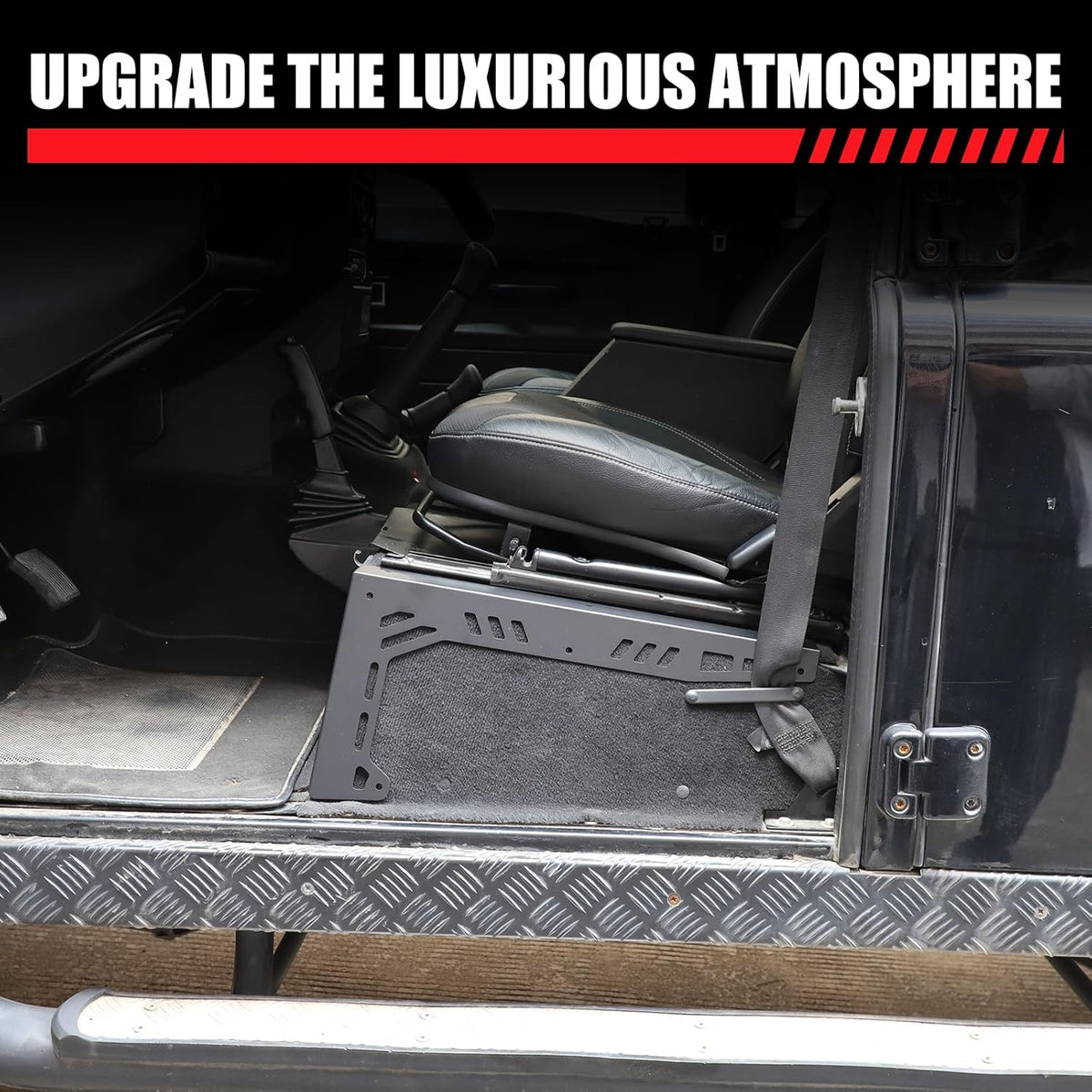 Aluminiumlegering, zwart, autostoel, houder, compatibel met LR Defender 90 110 130 2004-2018, autostoel, zijbevestiging, houder, interieur, accessoires