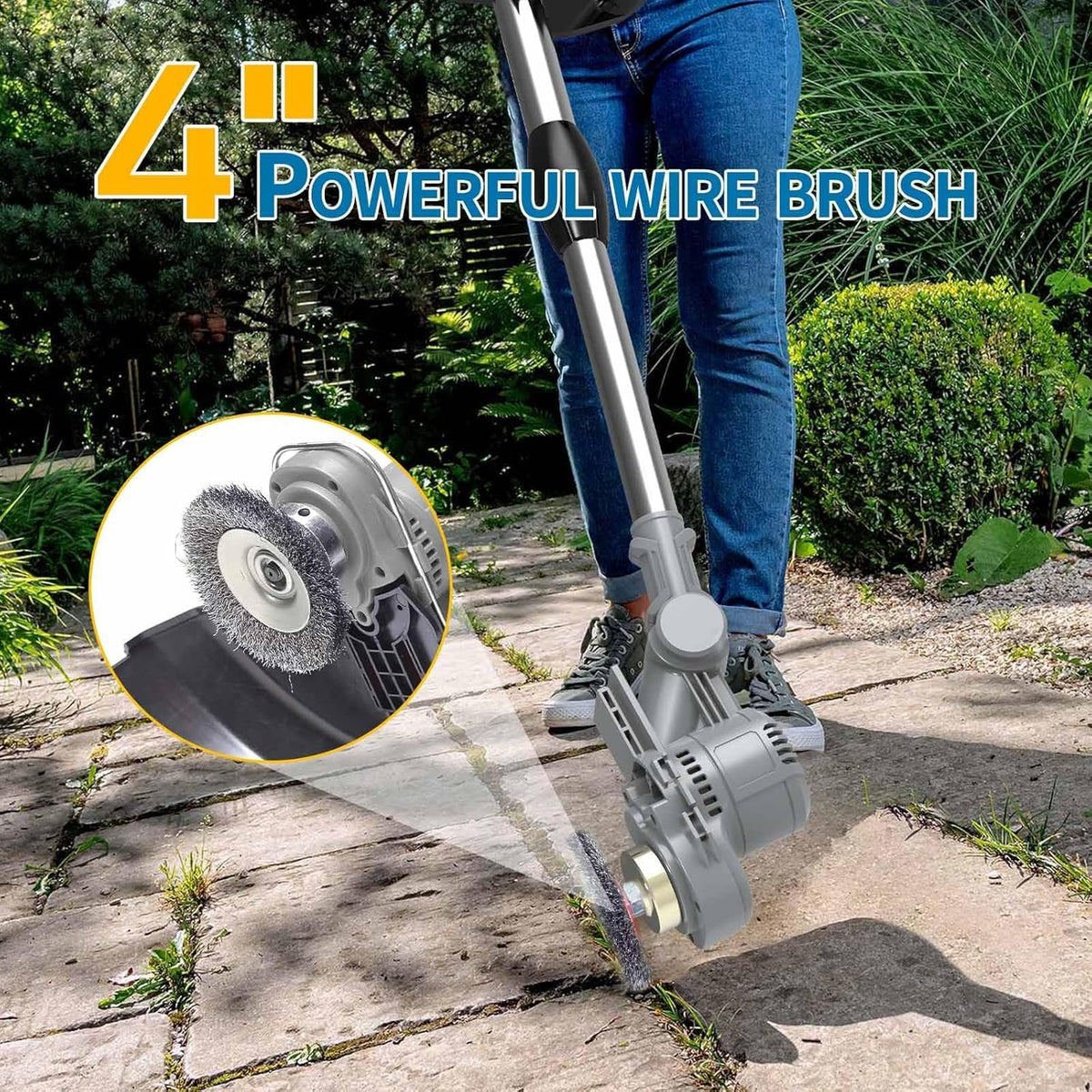 21 V draadloze grastrimmer, 4-in-1 accu-bosmaaier, met 2 accu's 4,0 Ah, onkruidborstel, verstelbare handgreep, 90° draaibare kop, snijdiameter: 25 cm, voor tuin snoeien