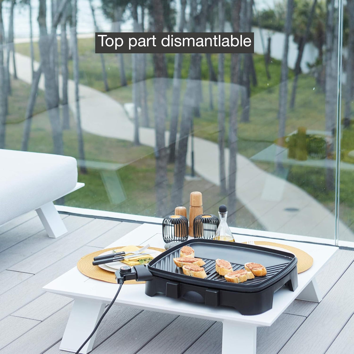 Barbecook elektrische barbecue Alexia 5111 met zijtafels en wielen zwart 84x55x97cm