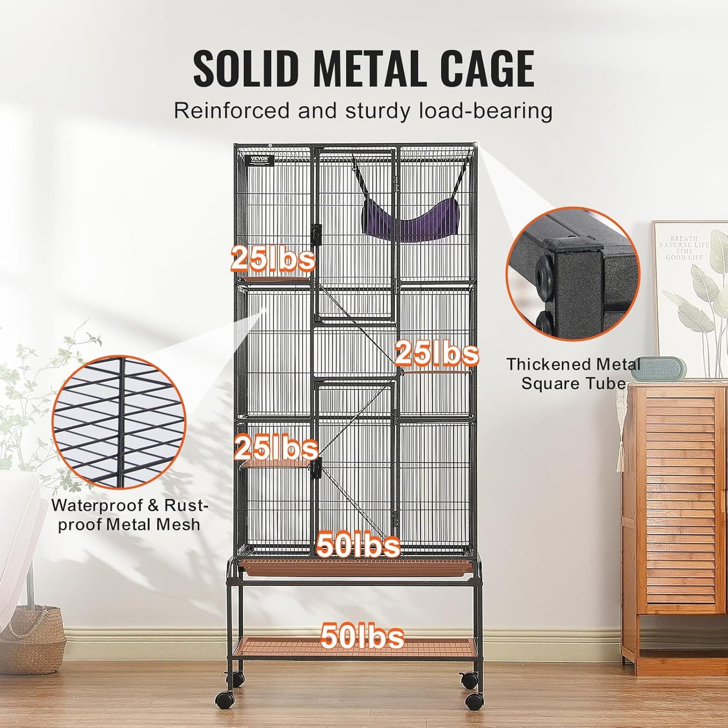 4-Laags Metalen Kooi Voor Fretten -  Geschikt Voor Ratten, Hamsters, Cavia's en Chinchilla's - 75.5 cm x 45.5 cm x 175.5 cm - QUORE