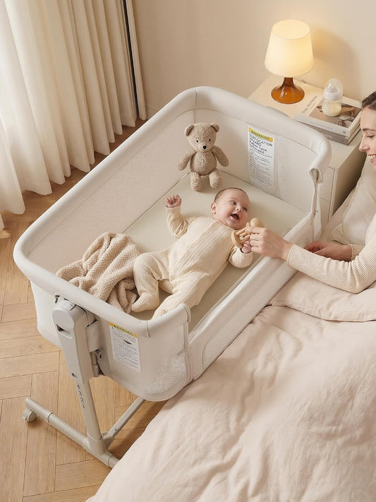 Bijzetbed Babybed - Stubenwagen Baby Bed met Wielen Federwieg voor Baby's - Reisbed Set - Uittrekbaar Kinderbed - Veilige Slaapplaats voor Kleuters