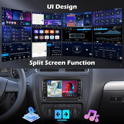 4G+64G Android 15 2 DIN Autoradio voor VW Golf Tiguan Caddy Polo Touran met Draadloze CarPlay Android Auto GPS, 7" Touchscreen, DSP FM/RDS Radio WiFi + Achteruitrijcamera + Microfoon