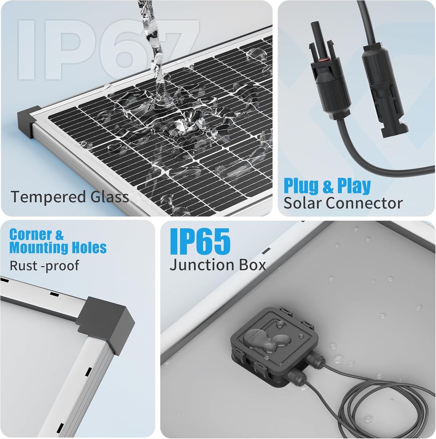 Voltset 100W Zonnepaneel Kit: 12 Volt Monokristallijne Zonnebatterij Trickle Charger Onderhouder met 20A PWM Controller - Waterdichte Zonnelader voor RV Trailer Truck Camper Boten Voertuig