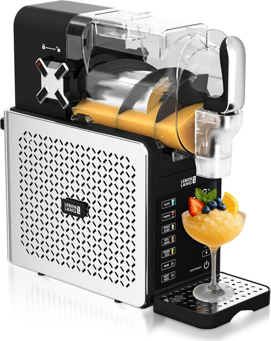 LEBENLANG Premium Slush-machine, 2 liter, 5 modi, 15 minuten, QuickFreeze, inclusief receptenboek en auto-reiniging, slush-ijsmachine voor thuis