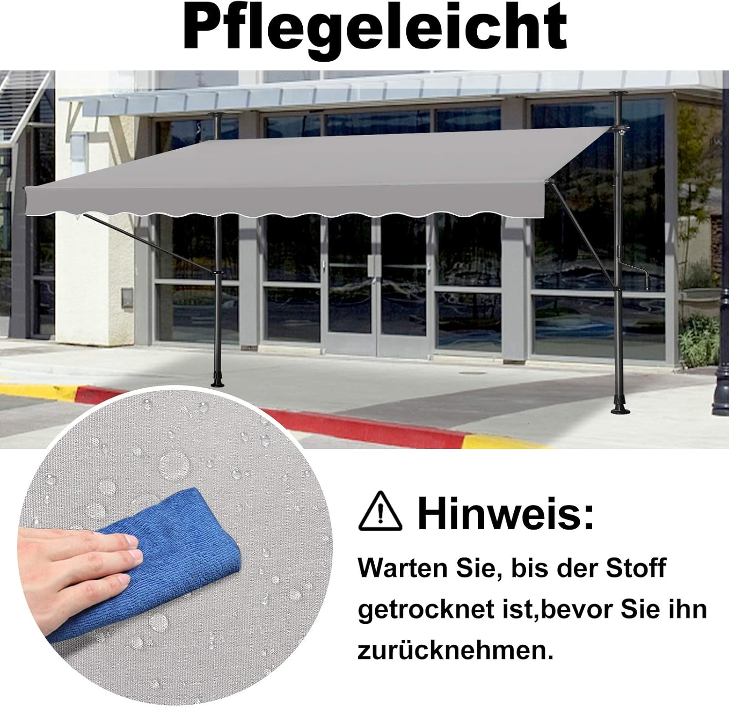 Klemluifel – Zonnescherm – Balkonluifel – Uitschuifbare Luifel – Zonwering – Verstelbare Hoogte 2-3m – UV-bestendig Polyester 350x120 cm - QUORE
