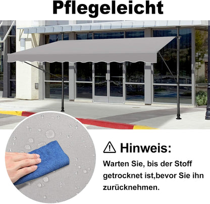 Klemluifel – Zonnescherm – Balkonluifel – Uitschuifbare Luifel – Zonwering – Verstelbare Hoogte 2-3m – UV-bestendig Polyester 350x120 cm - QUORE