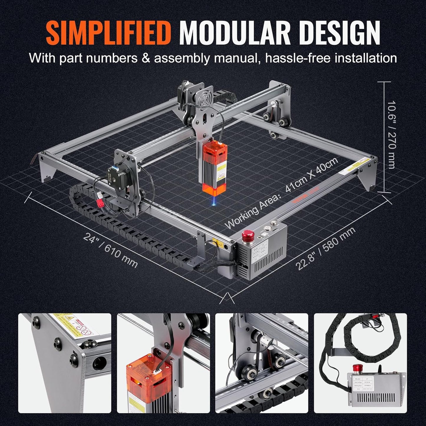Lasergraveermachine – Graveerapparaat – Graveermachine – Lasergraver – Houtgraveermachine 5W – 40 x 40 cm Werkoppervlak – 10.000 mm/min