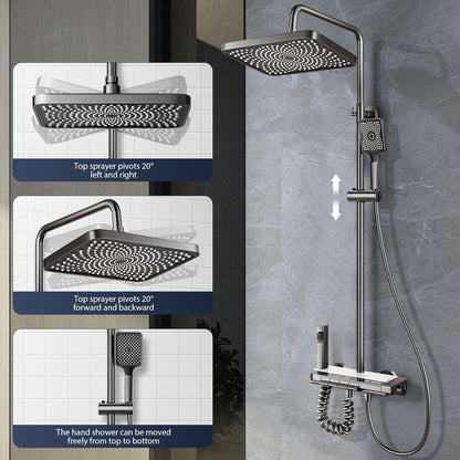 Douchekolom – Doucheset – Douchepaneel – Douchekraan – Douchesysteem – Verstelbare Kolom 80-120 cm – Digitale LED Temperatuurweergave – Grote Regendouchekop 31x21 cm