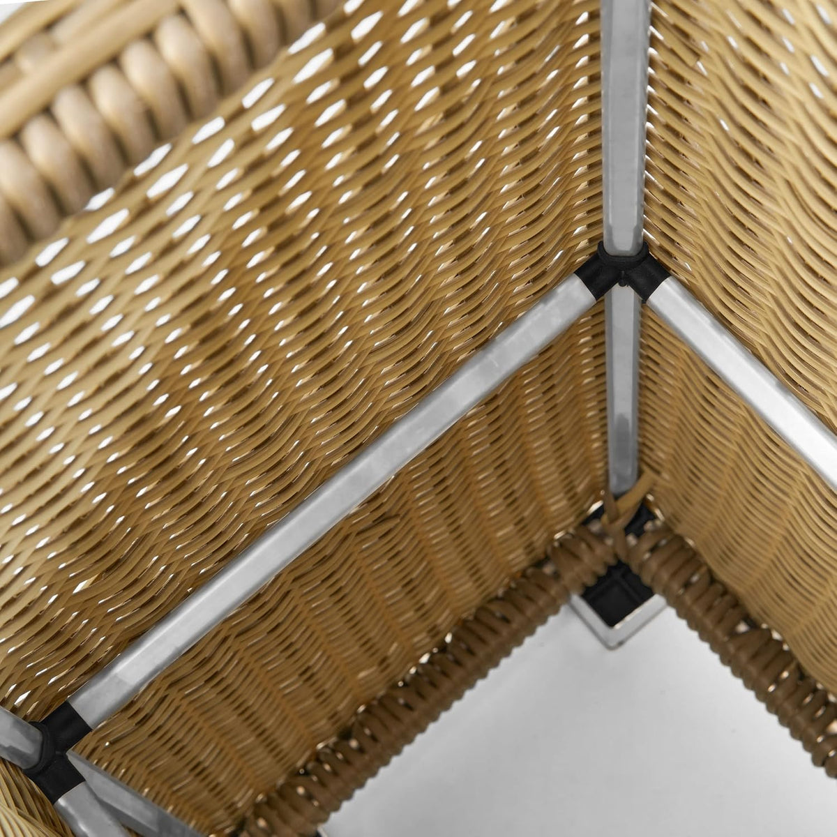 Gartenfreude Plantenbak, ruimteverdeler, polyrotan, 3 x kunststof inzetstukken met aluminium voeten, natuurlijke kleuren, 76x26x73 cm, 4000-1071-062