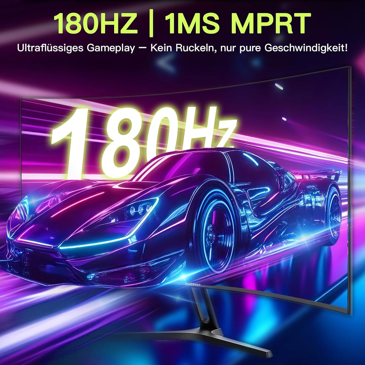 Amzfast Gaming Monitor Curvo 27'' 180 Hz, 1 ms MPRT, AMD FreeSync Premium, HDR10, DCI-P3 90%, Anti-Flicker/Glare, Low Blue Light, 1500R, VESA-bevestiging, HDMI/DP, met HDMI-kabel, AMZG27C1
