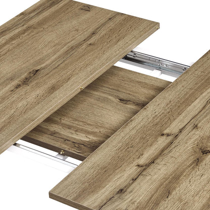 Uittrekbare Eettafel – Keukentafel – Houten Tafel – Eettafel 4-6 Personen – Uitschuifbare Tafel – Scandinavisch Design – Eiken Look – MDF Melamine – Metalen Frame