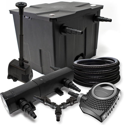 Filterset voor vijvers van 12.000 l met UVC 36 W NEO8000 pomp 70 W slang 25 m skimmer CSP250