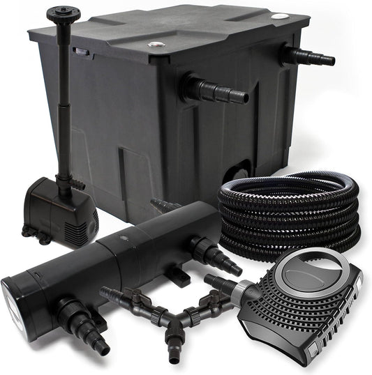 Filterset voor vijvers van 12.000 l met UVC 36 W NEO8000 pomp 70 W slang 25 m skimmer CSP250