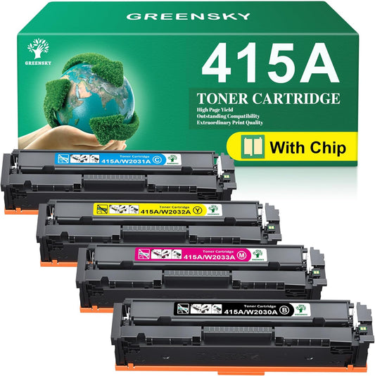 Tonercartridges 415A Multipack – Toner Cartridge – Toner Refill – Printer Cartridge – Toner Set – Compatibel met HP Color LaserJet Pro – Geïntegreerde Chip – Hoge Paginaopbrengst (4 Stuks)
