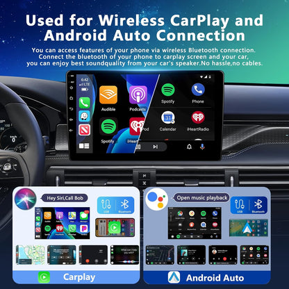 4+64G Carplay Radio 2 din Android Audio met GPS-Navigatie, Bluetooth Dubbele din Radio Auto met Scherm, Motorsi Stereo Auto Support Mirrorlink/FM/WIFI/USB/SWC + Achteruitrijcamera + Microfoon