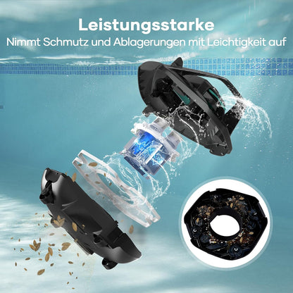 Zwembadrobot – Zwembadreiniger – Zwembadstofzuiger – Pool Cleaner – Draadloze Zwembadrobot – Automatisch Parkeren – 90 Minuten Werkduur – Geschikt Voor Zwembaden Tot 80 m²