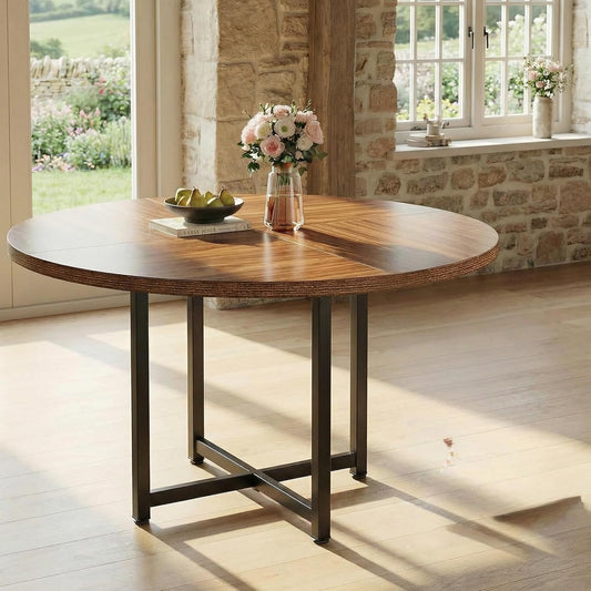 Ronde Eettafel – Ronde Tafel – Eettafel Rond – Kleine Eettafel – Keukentafel Rond – 120 cm Diameter – Industrieel Metalen Onderstel