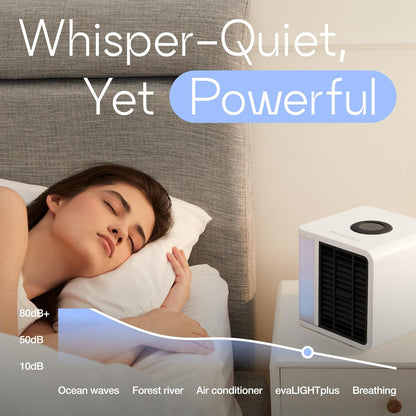 Evapolar evaLIGHT Plus Luftkühler & Luftbefeuchter - Tragbarer Kühl-Ventilator mit Vollspektrum-LED-Hintergrundbeleuchtung - Flüsterleise, einfach zu bedienen, stilvoll, effizient (Zwart)