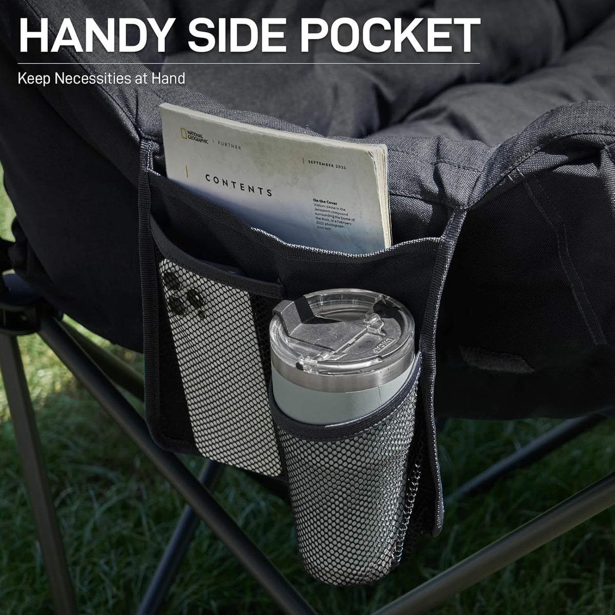 EVER ADVANCED Campingstoel, opvouwbaar, 145 cm breed, voor 2 personen, 400 kg belastbaar, campingbank, dik gevoerde klapstoel, 2-zits, hoge rugleuning, extra breed, voor outdoor, tuin, balkon, indoor