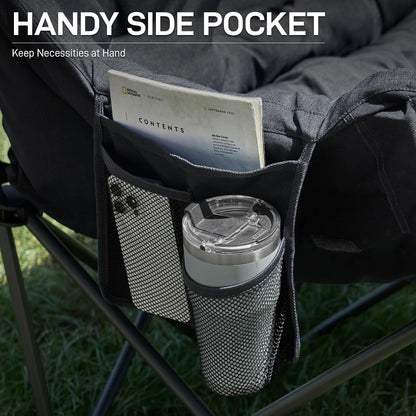 EVER ADVANCED Campingstoel, opvouwbaar, 145 cm breed, voor 2 personen, 400 kg belastbaar, campingbank, dik gevoerde klapstoel, 2-zits, hoge rugleuning, extra breed, voor outdoor, tuin, balkon, indoor