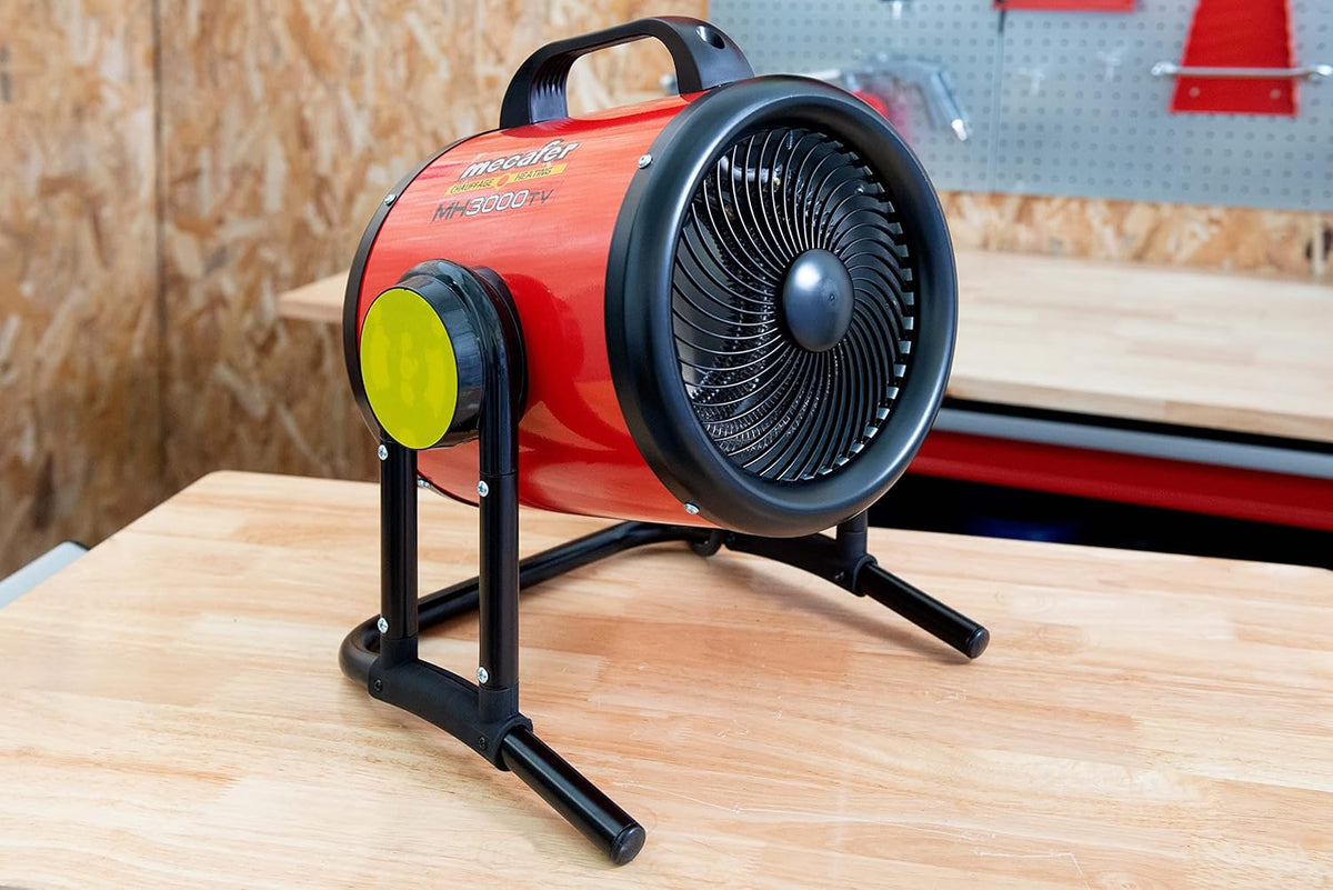 Ventilatorkachel 3000 W Voor Max. 40 M² – Werkplaatskachel – Werkplaatsverwarming – Heteluchtkachel – Bouwkachel – 2 Warmtestanden – Draaibaar Van 0 Tot 60°