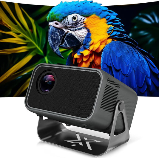 Beamer 4K thuisbioscoop met 500 ANSI lumen, Native 1080P, ondersteunt 4K, automatische focus en trapeziumcorrectie, wifi 6 en Bluetooth 5.0, Smart beamer 4K voor slaapkamer en thuisbioscoop