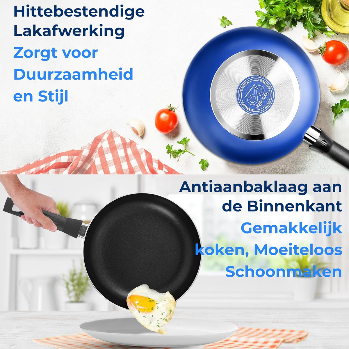SereneLife Piece Blue Cooking Set – Non-Stick Pans and Pots with Lid, Includes Knife Set & Kitchenware, Heat Resistant, Dishwasher Safe, Aluminum Cookware for All Cooktops - QUORE