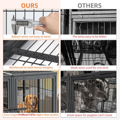 BingoPaw Heavy Duty hondenkrat: 132 cm extra grote enorme metalen huisdierenkooi met afneembaar scheidingspaneel - Indoor Hogere Binnenruimte Doggy box Kennel met twee deuren en trays voor kleine,
