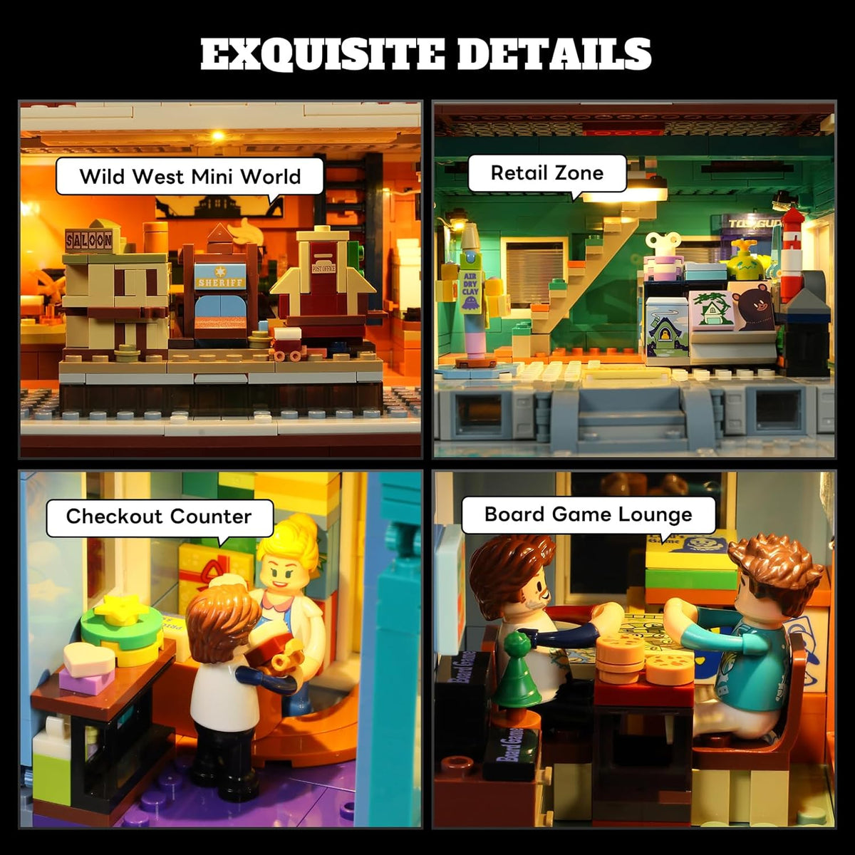 Lumibricks Speelgoedwinkel bouwset met licht, 3086 stuks, modulair gebouw, 2-in-1 Bauhaus & poppenhuis, cadeau-idee voor tieners en volwassen speelgoedfans, L9100