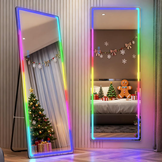 Full-Body Spiegel – Staande Spiegel – Wandspiegel – Passpiegel – Led Spiegel – 153x50 cm Groot – 7 Dynamische LED Modus