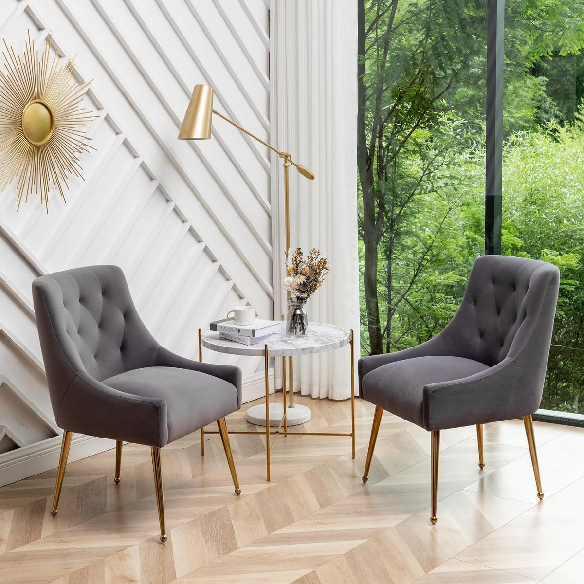 Eetkamerstoelen (set van 2), moderne eetkamerstoelen met gouden poten, cosmetica-stoelen, woonkamerstoelen voor bureau, slaapkamer en keuken