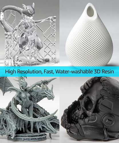 SuperFast 8K 3D-printer hars waterwasbaar, 50um print in 0,5 sec, Gemaakt in Korea door 3DMaterials (5000g, Wit)