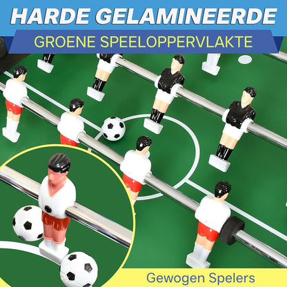 Tafelvoetbalspel – Kickertafel – Voetbaltafel – Speeltafel – Ruimtebesparend model – Inklapbaar ontwerp – Stabiele metalen constructie – Antislip handgrepen