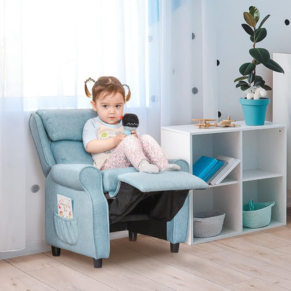 HOMCOM Children's Bench Children's Bench Children's Recliner Chair Recliner Adjustable with Footrest for 3-8 Years Boys and Girls Blue 58 x 53 x 70 cm - QUORE
