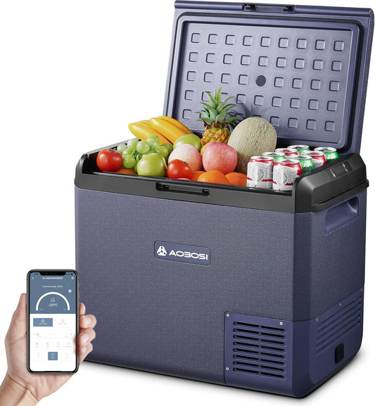 AAOBOSI Koelboxer 60L: Camping Koelkast 12v 240v, -20°C tot 20°C Compressor 12v Koelvriescombinatie voor Camper, Auto, Vrachtwagen, Boot, Camper, Reizen, Picknick