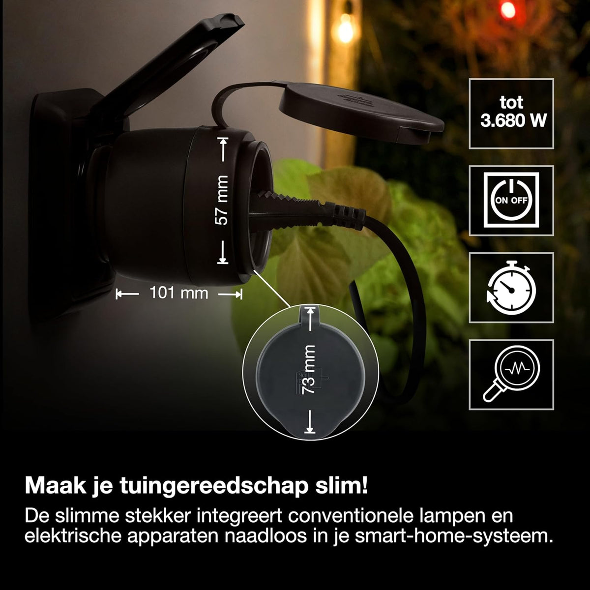 LEDVANCE SMART+ ZigBee Outdoor Plug, compacte buitenstekker met energieverbruikcontrole, maakt conventionele apparaten slim, bestuurbaar via Alexa, Google Home en andere Zigbee-gateways, 4-pack