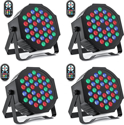 HOLDLAMP 4pcs 36 LED par spotlight stage light, RGB LED par spotlight party lights with remote control DMX512 disco light for bar DJ show disco birthday Halloween Christmas - QUORE