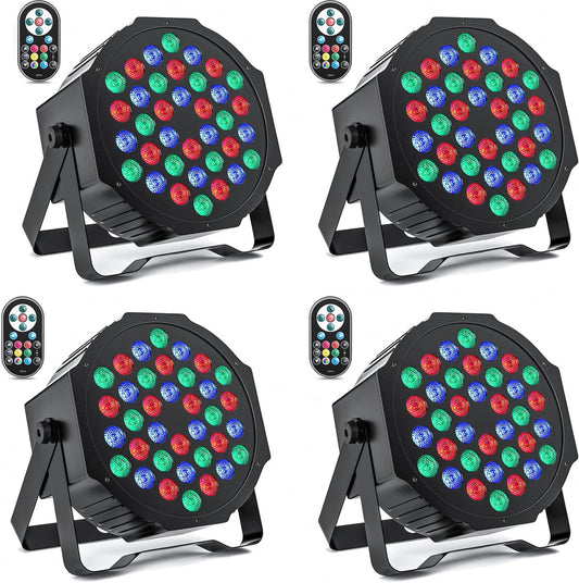 HOLDLAMP 4pcs 36 LED par spotlight stage light, RGB LED par spotlight party lights with remote control DMX512 disco light for bar DJ show disco birthday Halloween Christmas - QUORE
