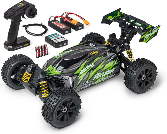 Carson 500409082 1:8 Akuma Buggy 4WD 100% RTR groen - op afstand bestuurbare auto, off-road, hoge kwaliteit, RC voertuig, RC auto 70 km/h, op afstand bestuurbare buggy
