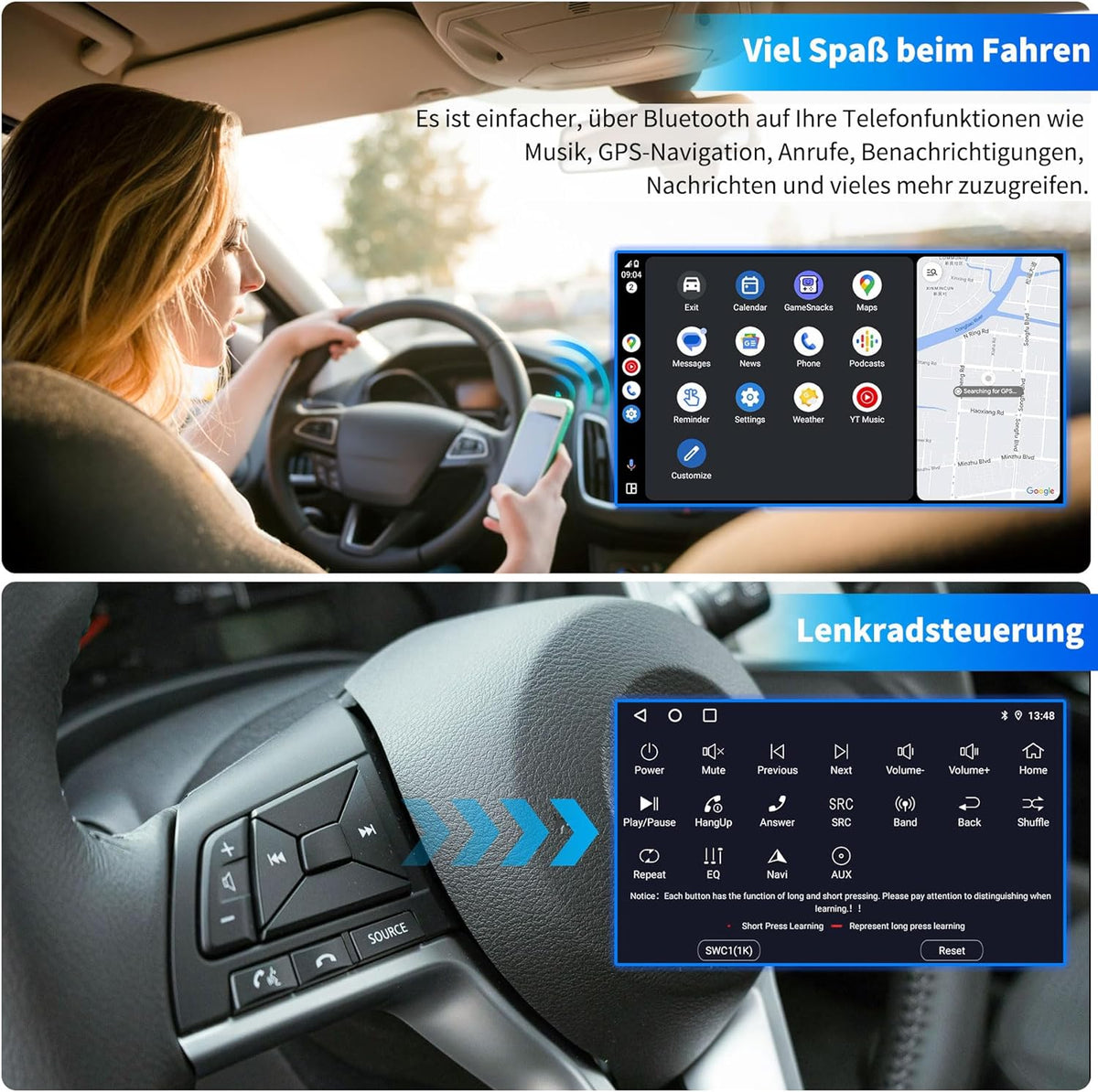 Autoradio voor Seat Ibiza 6J 2009 2010 2011 2012 2013, Android 13 GPS FM 2+64G, 9 inch touchscreen, Ondersteunt navigatie Carplay Android Auto Bluetooth 5.0 WiFi Spraakgestuurde Radio