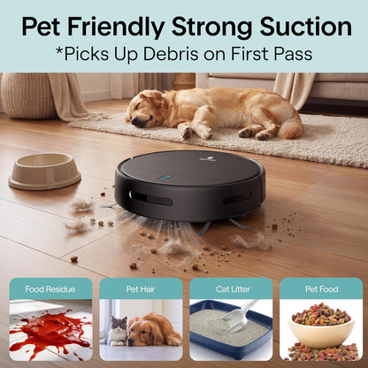SereneLife Smart Robot Vacuum Cleaner with Mop Function – App Control, 3 Cleaning Modes, Anti-fall Sensors, Automatic Charging, 700Pa Suction Power, Ideal for Pets, Carpet & Hard Floors – Black - QUORE