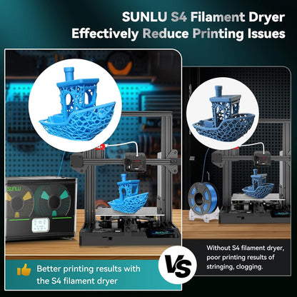 SUNLU Sunlu S4 Officiële filamentdroger, verbeterde capaciteit voor 4 spoelen, efficiënt drogen tot 70 °C, intelligente vochtregeling, snel opwarmen, 3D-filamentdroger, wit