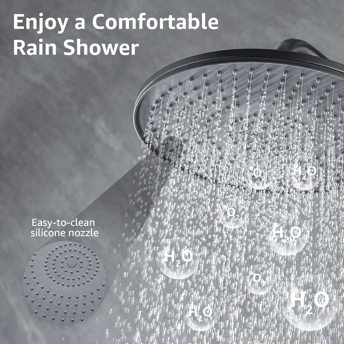 Douche Set – Douchesysteem – Douchecombinatie – Douchekraan – Douchekop – Antraciet – Thermostatische Kraan – Regendouche 25 cm
